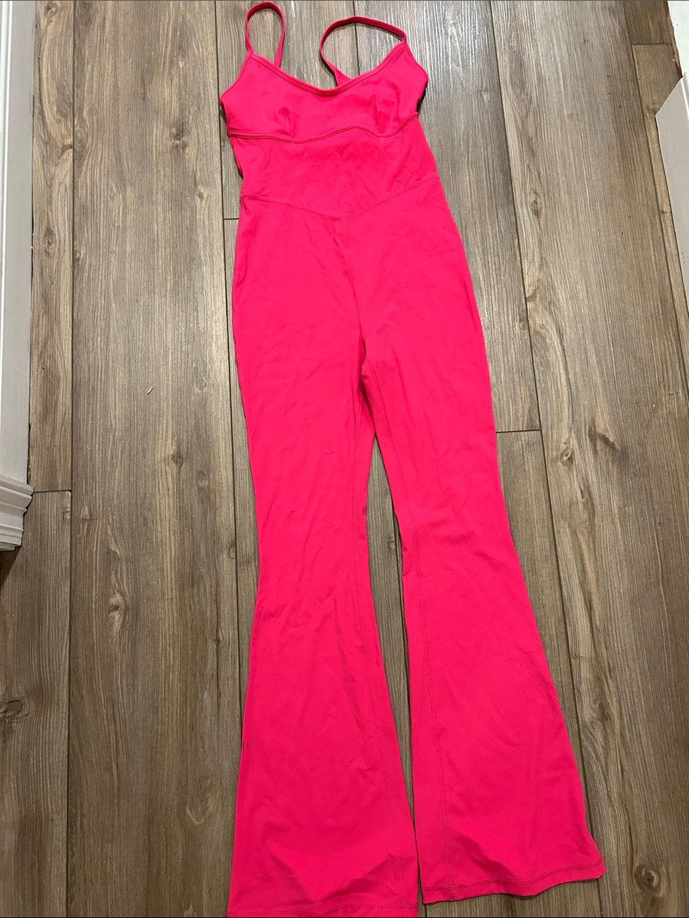 JoyLab Hot Pink Spaghetti-Strap Flared Jumpsuit